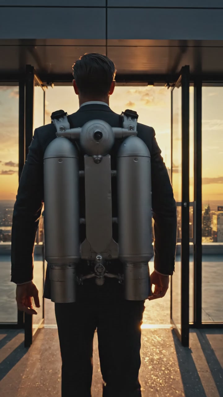 Load video: Man flying with a jetpack